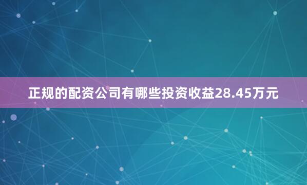 正规的配资公司有哪些投资收益28.45万元